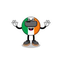 ilustración de la bandera de irlanda con un auricular vr vector