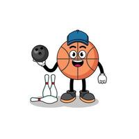 Mascot of basketball as a bowling player vector