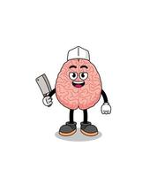 Mascot of brain as a butcher vector