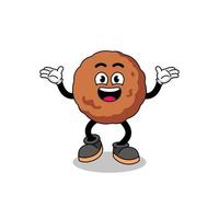 meatball cartoon searching with happy gesture vector