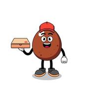 chocolate egg illustration as a pizza deliveryman vector