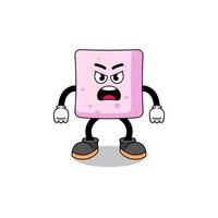 marshmallow cartoon illustration with angry expression vector