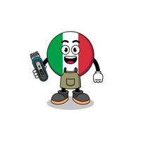 ilustración de dibujos animados de la bandera de italia como peluquero vector