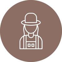 Female Farmer Line Circle Background Icon vector