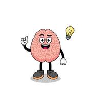 brain cartoon with get an idea pose vector