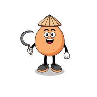 Illustration of egg as an asian farmer vector