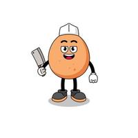 Mascot of egg as a butcher vector