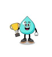 Cartoon mascot of water holding a trophy vector