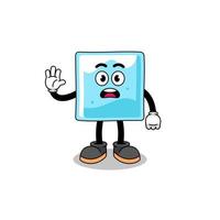 ice block cartoon illustration doing stop hand vector