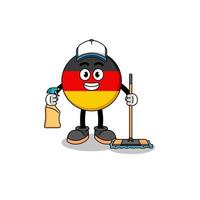 mascota del personaje de la bandera alemana como servicio de limpieza vector