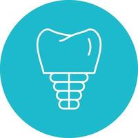 icono de fondo de círculo de línea de implante dental vector