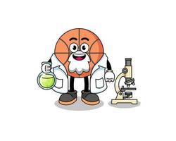 mascota del baloncesto como científico