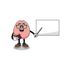 Mascot cartoon of brain teacher vector