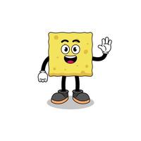 sponge cartoon doing wave hand gesture vector