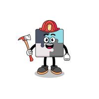 Cartoon mascot of jigsaw puzzle firefighter vector