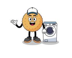 biscuit round illustration as a laundry man vector