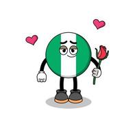 nigeria flag mascot falling in love vector