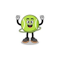 Character Illustration of tennis ball playing hula hoop vector