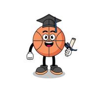 basketball mascot with graduation pose vector