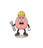 ilustración de personaje de cerebro con error 404 vector