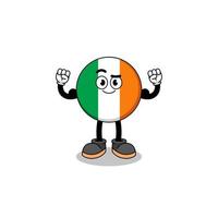 caricatura de mascota de la bandera de irlanda posando con músculo vector