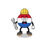 Character Illustration of netherlands flag with 404 error vector