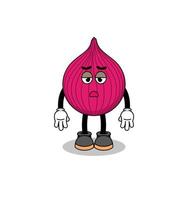 onion red cartoon with fatigue gesture vector