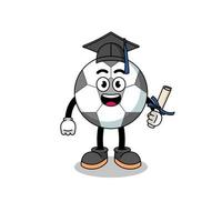 soccer ball mascot with graduation pose vector