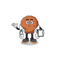 Cartoon mascot of meatball doctor vector