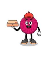 onion red illustration as a pizza deliveryman vector