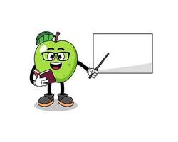 caricatura de mascota del maestro de manzana verde vector