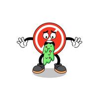 stop sign mascot cartoon vomiting vector