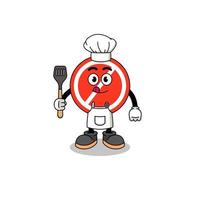 Mascot Illustration of stop sign chef vector