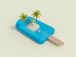 ice cream with an island and beach chair photo