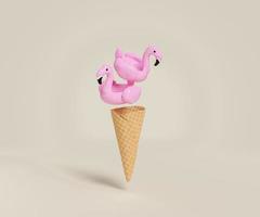 flamingo floats on an ice cream cone photo