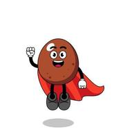 chocolate egg cartoon with flying superhero vector