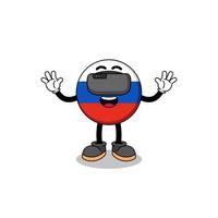 ilustración de la bandera de rusia con un auricular vr vector