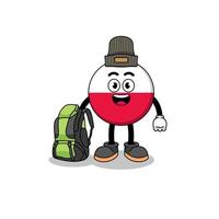 Illustration of poland flag mascot as a hiker vector