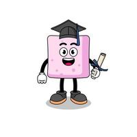 marshmallow mascot with graduation pose vector