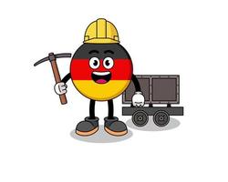 ilustración de la mascota del minero de la bandera de alemania vector