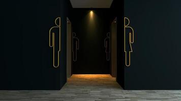 Public toilet entrance in modern cafes and public buildings 3d illustration photo