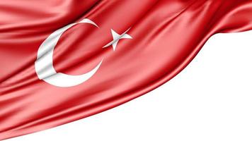Turquía bandera aislado sobre fondo blanco, ilustración 3d foto
