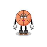 basketball cartoon with fatigue gesture vector