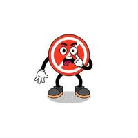 Character Illustration of stop sign with tongue sticking out vector