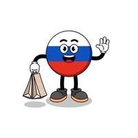 caricatura, de, rusia, bandera, compras vector