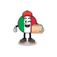 caricatura de la mascota de la bandera de italia como mensajero vector