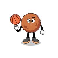 meatball illustration as a basketball player vector