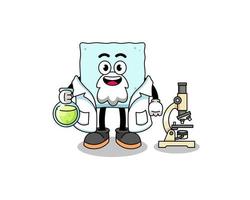 Mascot of sugar cube as a scientist vector