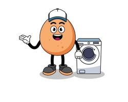 egg illustration as a laundry man vector