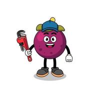 mangosteen illustration cartoon as a plumber vector